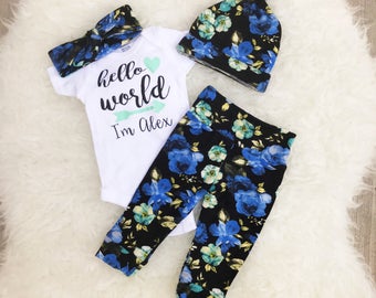 Hello World Newborn Outfit Girl, Hello World Onesie, Going Home Outfit Girl, Coming Home Outfit Girl, Newborn Girl Coming Home Outfit