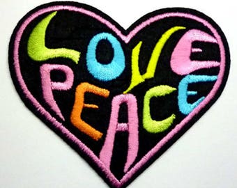 Love & Peace Heart Fabric Patches