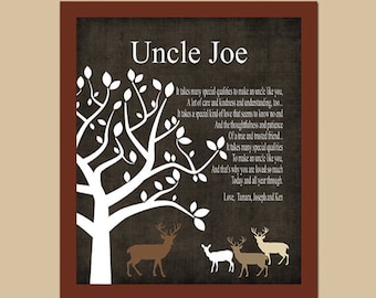 UNCLE Gift - Rustic Deer Gift - Gift from Bride and Groom on Wedding Day - Wedding Thank You Gift - Birthday Gift, CANVAS or Prints