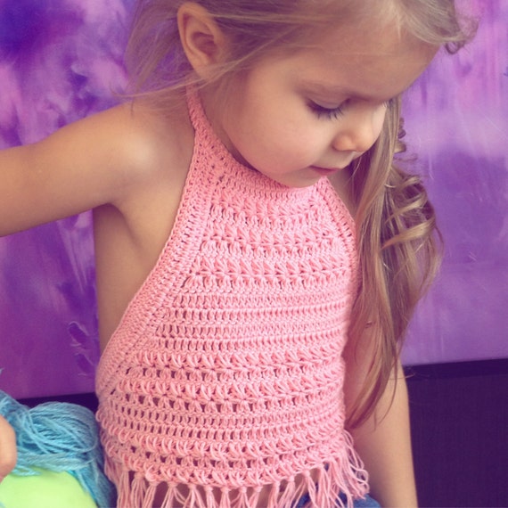 Pink crochet top/ Crochet Toddler Crop Top/ Girl crochet