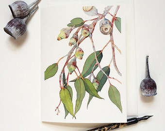 Eucalyptus greeting card with envelope - 5.5”x7.5” blank card for any occasion - watercolour print - Australian flora - Australian seller