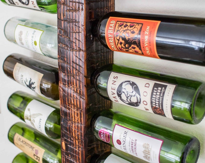 Wall Mounted Wine Rack, 16-Bottle Vertical Wine Display, Wood Rustic Wine Rack