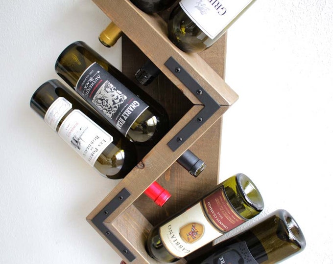 Rustic Wine Rack, Wall Mounted Wine Rack, Wood Wine Rack - Gray Stain