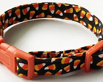 Black and Orange Candy Corn Halloween Collar for Dogs and Cats