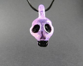 Pink Slyme Glass Skull Pendant