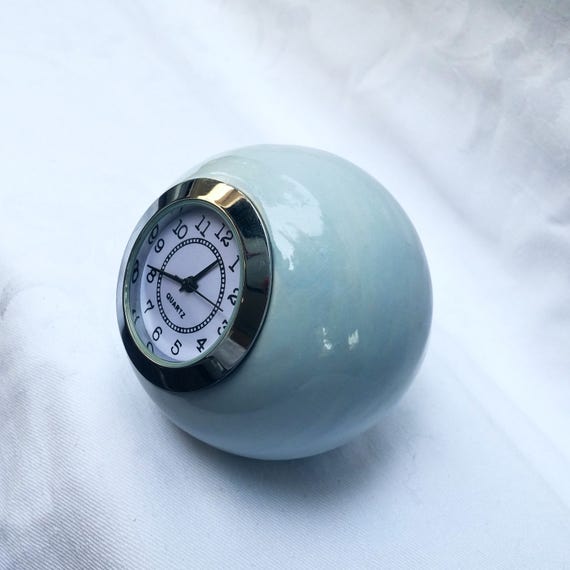 Download Small Desk clock Ball shaped baby blue ceramic table clock