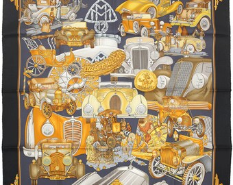 NIB HERMES SCARF Silk "Automobile" by Joachim Metz 90cm Carre 100% Auth