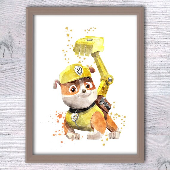 Rubble Paw Patrol watercolor poster Paw Patrol print paw