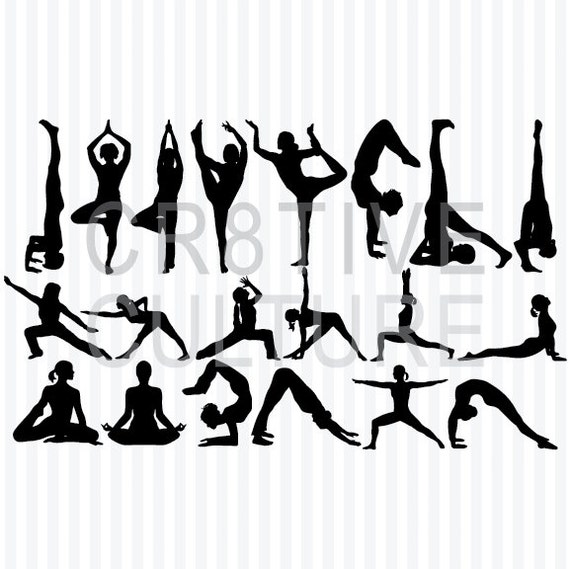 Yoga Silhouette Printable Clipart For Scrapbooking And