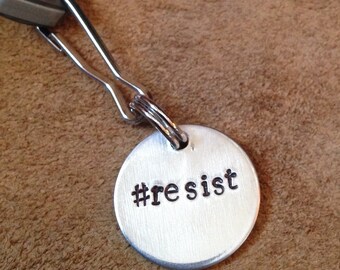 Small simple #resist pendant charm - 3/4" aluminum disc made in US