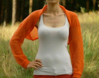 Orange Bolero Wedding Shrug Knitted Bolero Bridesmaid cape Bridal Bolero Wedding sweater shrug mohair Evening jacket plus size bolero shrug