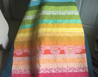 Rainbow Quilt Patchwork Blanket – 100% Cotton - Crib / Lap / Twin / Full / Queen - Made to Order