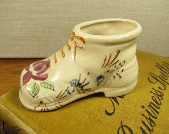 Small Hand Painted Ceramic and Porcelain Shoe - Made in Japan
