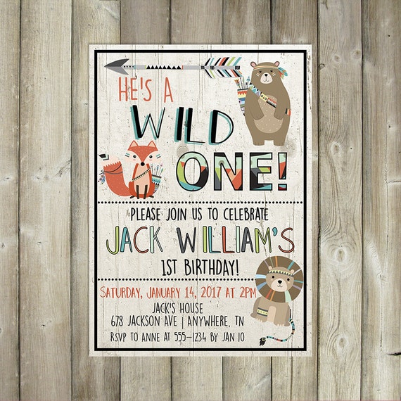 Download Wild One Birthday Invitation Boy First Birthday Invite