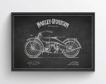 1924 Harley Davidson Patent Wall Art Poster, Harley Davidson Poster, Harley Davidson Print, Home Decor, Gift Idea, TRBM06P