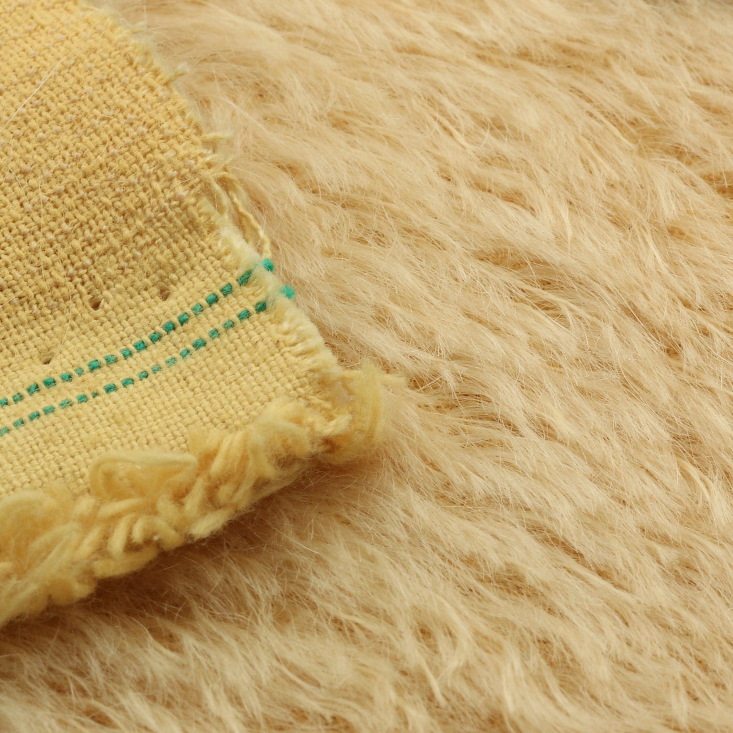 German Mohair Fabric, Light Gold, Straight, 16mm Pile, Size 18 x 28