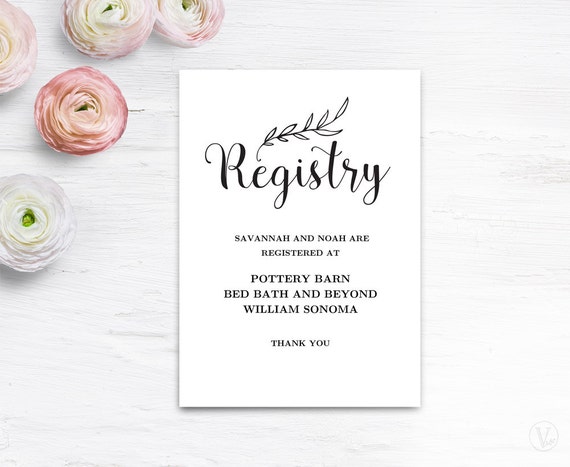 Gift Registery Card Template Printable Wedding Registry Card