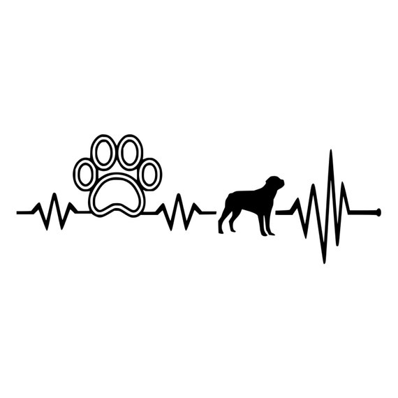 Rottweiler Heartbeat With Paw Print Die-Cut Decal Car Window