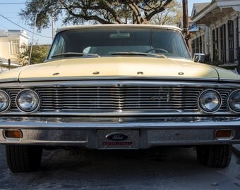 Yellow Car Photography, Automobile, Large Wall Art Print, French Home Decor, Fine Art Print, New Orleans, Antique Car, "Fierce Ford"