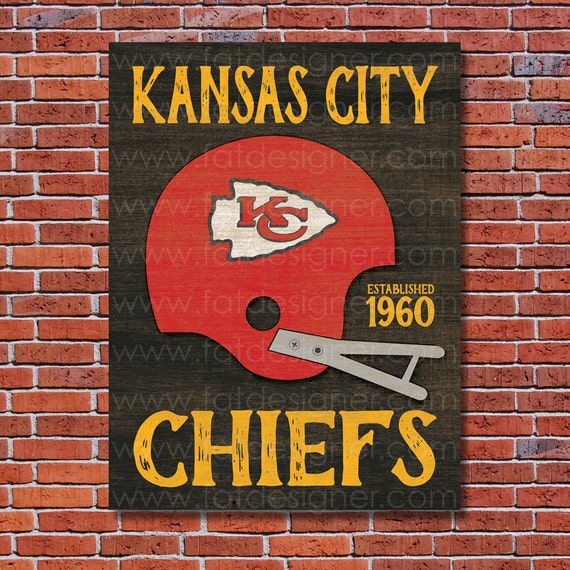 Kansas City Chiefs Vintage Helmet Art Print Perfect for