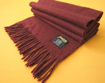 Johnstons Of Elgin Scarf Cashmere Solid Pattern Red Vintage Muffler Foulard Shawl Wrap Made In Scotland 55" X 12"