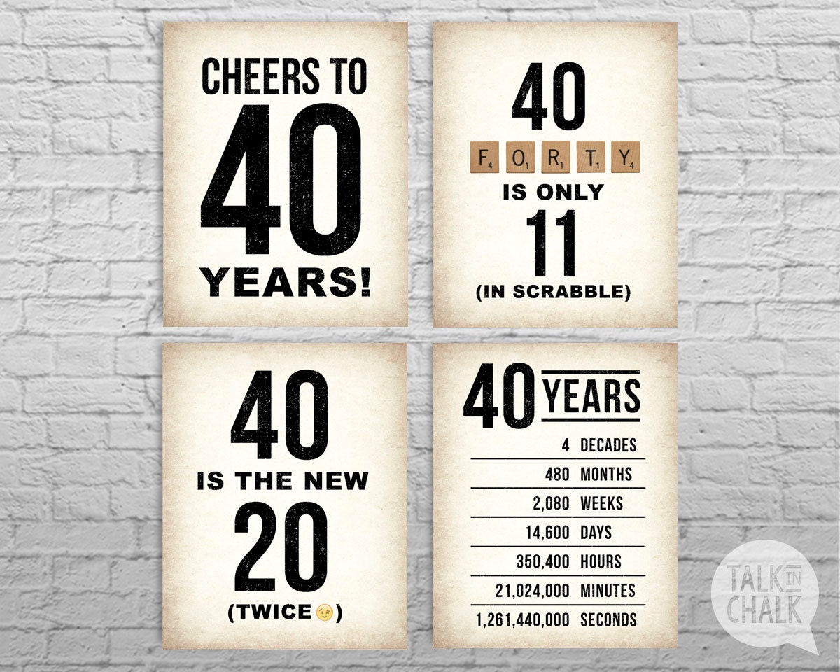 40th Birthday PRINTABLE Sign Pack 40th Birthday DIGITAL