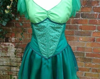 Custom Handmade Tinkerbell Peter Pan Fairy Pixie Costume Cosplay Fancy Dress Made To Measure