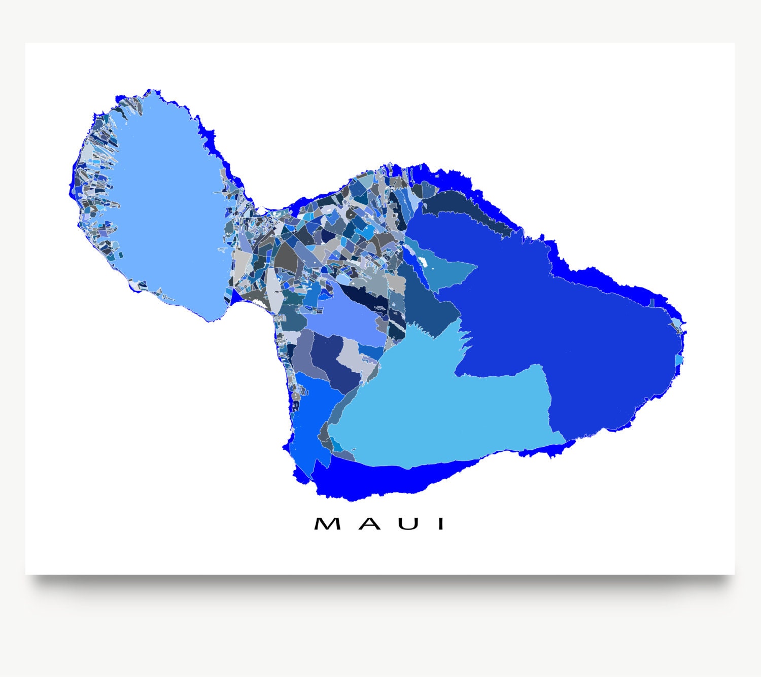 Maui Map Print Hawaii Map Wall Art Maui Art Prints