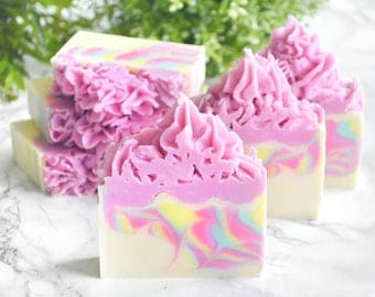 Unicorn Soap - Rainbow Soap - Unicorn Birthday Soap - Pretty Soap - Frosting Soap - Rainbow Gift - Unicorn Party Decor - Colorful Soap Favor