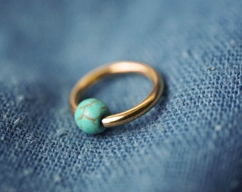 belly ring hoop nipple ring belly button ring nipple ring nipple piercing belly jewelry gold turquoise simple base 14g 1 piece