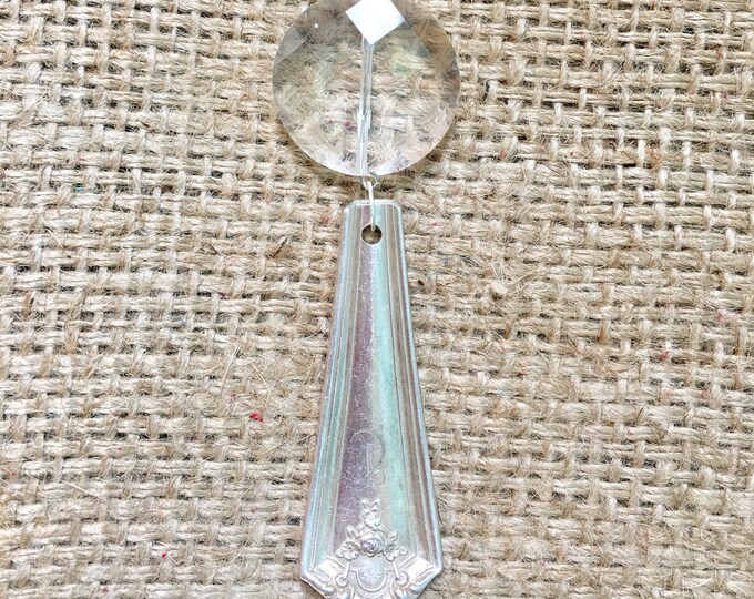 Spoon Necklace, Crystal Necklace, Sterling Silver, Silverware Jewelry, Spoon Jewelry, Stone Necklace, Spoon Handle Pendant, Beaded Necklace