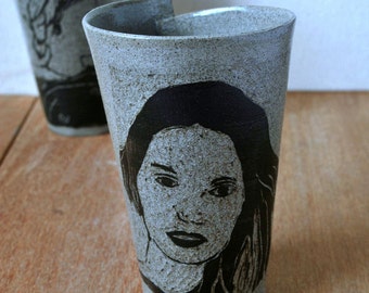 Coffee & Tea Cup, Handmade Pottery Mug, Handmade Pottery, Housewarming Gift, Grey Coffee Mug, Sgraffito Pottery Mug, Gift for Her
