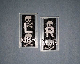 Skull and crossbone Xray markers with initials