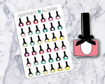 Bow Nail Polish / Planner Stickers / Hand Drawn / Tracking / Fits Erin Condren & MAMBI / Filofax / Kikki K / Scrapbook