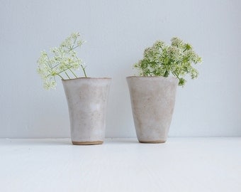 Simple white organic ceramic vase, white pottery vase, stoneware pottery vase, white flower vase, rustic white vase, white bud vase, vessel