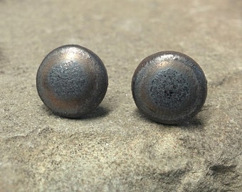 10mm Dark Bronze Stoneware Earring Studs - Large Ceramic Stud Earrings - Ceramic Earring - Ceramic Ear Studs - Handmade Stud Earrings