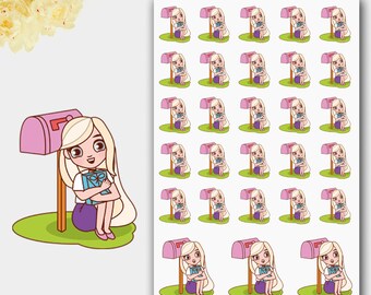 Happy Mail, Happy Mail Stickers, Vicky Girl, Delivery Sticker, Post Sticker,Emotion Sticker,Hand Drawn Sticker, Hand Drawn Girl,Girl Planner