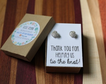 Bridesmaid Card & Knot Earrings, Will you be my bridesmaid, sterling silver, Thank you for helping us tie the knot!, bridal jewelry