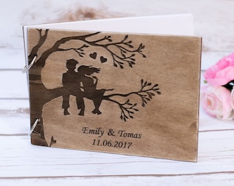 Wedding Tree Guest Book Rustic Wooden Guestbook Personalized weeding Rustic Vows Book Mr Mrs Advice Book Burlap Pen