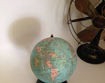Vintage World globe, Terrestrial Globe, Metal Globe, 1930's globe