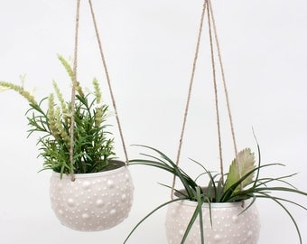 Enamel Hanging Planter, Cream