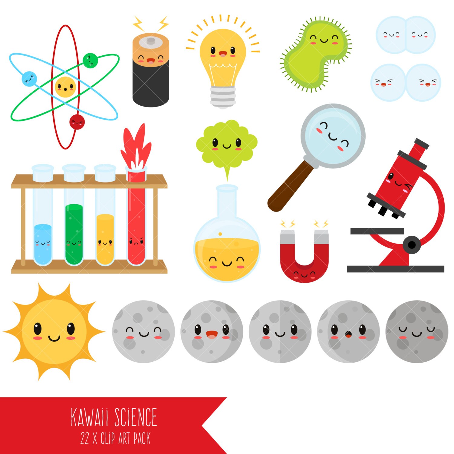 Kawaii Science Clipart / Lab Clip Art / Scientist/ Chemistry