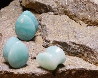 Teardrop Amazonite Stone Ear Plugs