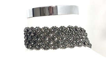 Black Crystal Choker, Black Necklace, Choker Jewelry