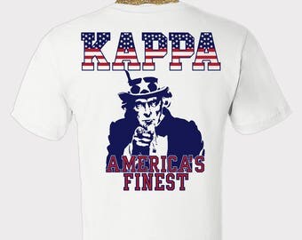 Kappa America's Finest, Kappa Kappa Gamma, 4th of July Shirt, KKG Letters, Recruitment Top, Reveal Gift, Big Little Sorority, Kappa Gamma