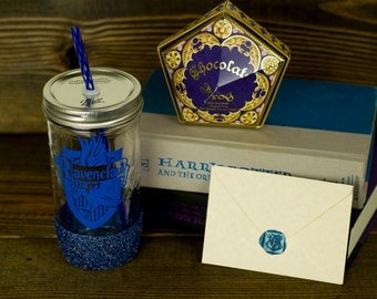 Ravenclaw Glass Tumbler// Hogwarts House Tumbler // Harry Potter Gift Set