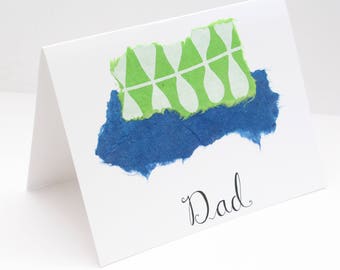 Father's Day Car; Handmade, Unique, Greeting Card for Dad; Father's Day; Birthday Card for Dad; Blue Green Card for Dad