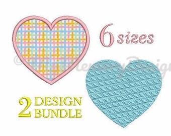 Heart Applique Design - Heart Embroidery Design - Machine Embroidery - Valentine's Day Embroidery - Heart fill stitch embroidery - 6 Size