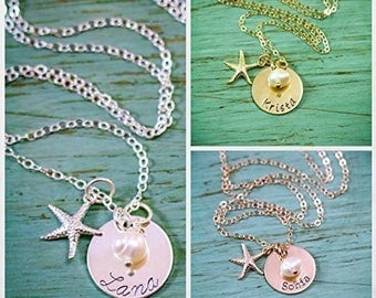 SALE • Starfish Necklace Custom Beach Wedding Jewelry • Gold Starfish Small Rose Gold Beach Necklace • Small Starfish Gift Summer • SU17
