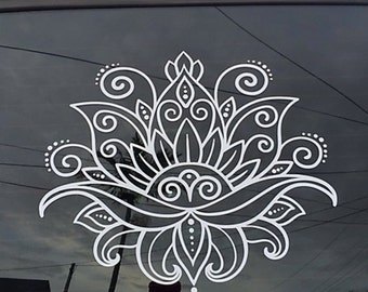 Beautiful Lotus Flower Henna Paisley Floral boho Vinyl Decal Car Decal Wall Decal zen yoga OM ornamental decorative meditate pretty
